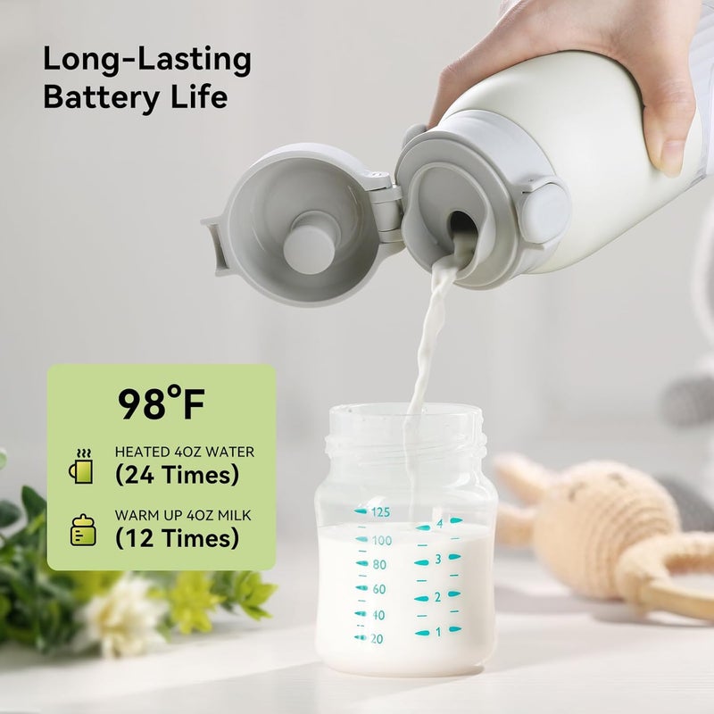 APZOKI Portable Baby Bottle Warmer for Breast Milk, 100W Fast Heating & Precise Temp Control for Formula, Water, 13.5oz Large Capacity Milk Warmer for Travel, Car, Outdoors (Grey) - Image 4
